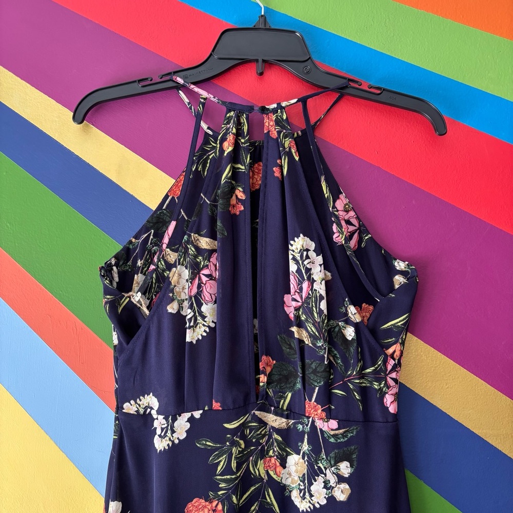 Parker Navy Floral Halter Maxi Dress | Size S - Picture 4 of 6